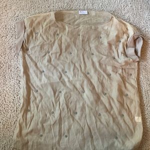 Short light weight beige top from Brunel Cucinelli Italy